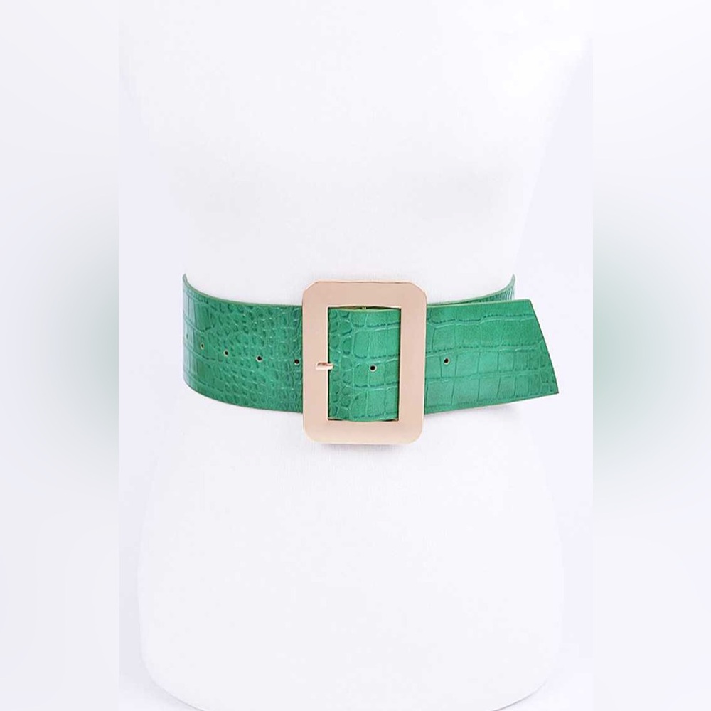 Vegan Crocodile Texture Corset Waist Statement Belt